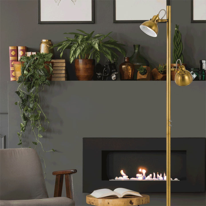 Telbix Carson 2 Light Floor Lamp (GU10) | Antique Brass
