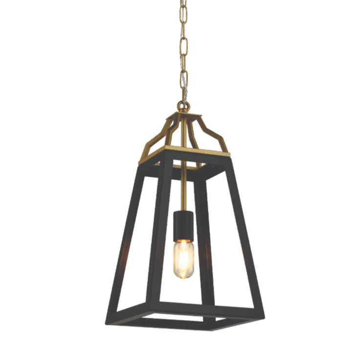 Telbix Monteal 1 Light Pendant | Black and Antique Gold