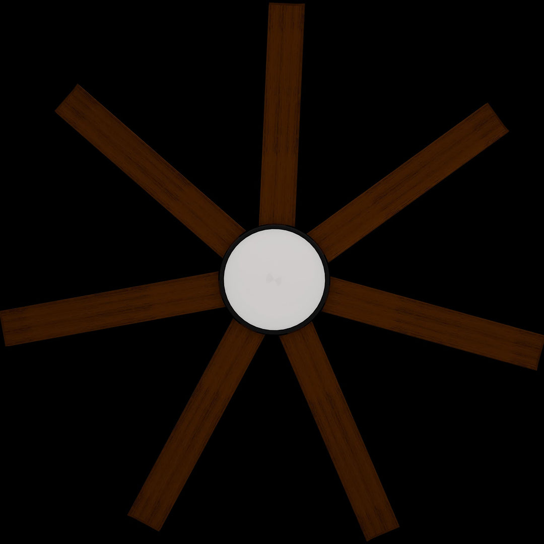 Calibo Alula 60" (1524mm) 7 Blade Indoor/Outdoor DC Ceiling Fan with 24W Light & Remote | Black & Koa
