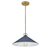 Hinkley Milo 1 Light Pendant by Lark | Lacquered Brass & Matte Navy