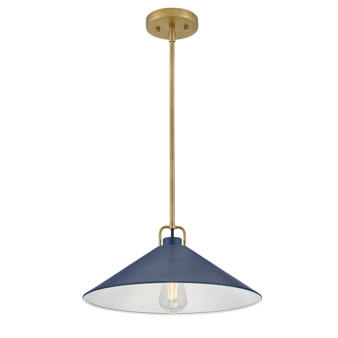 Hinkley Milo 1 Light Pendant by Lark | Lacquered Brass & Matte Navy