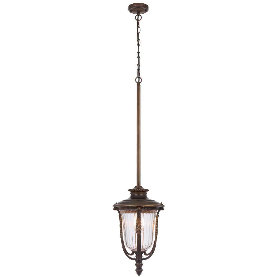 Telbix Ramiro Large Outdoor Lantern Pendant with Textured Glass and Multiple Suspension | Bronze