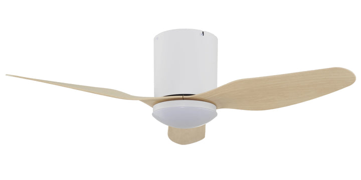 Fanco Smart Studio 2.0 48" (1220mm) Low Profile ABS Blade DC Ceiling Fan With 18W Dimmable CCT LED Light & Remote | White & Beechwood