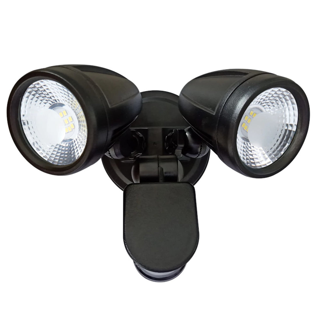 Telbix Illume Twin Exterior LED Spotlight with Sensor | Black