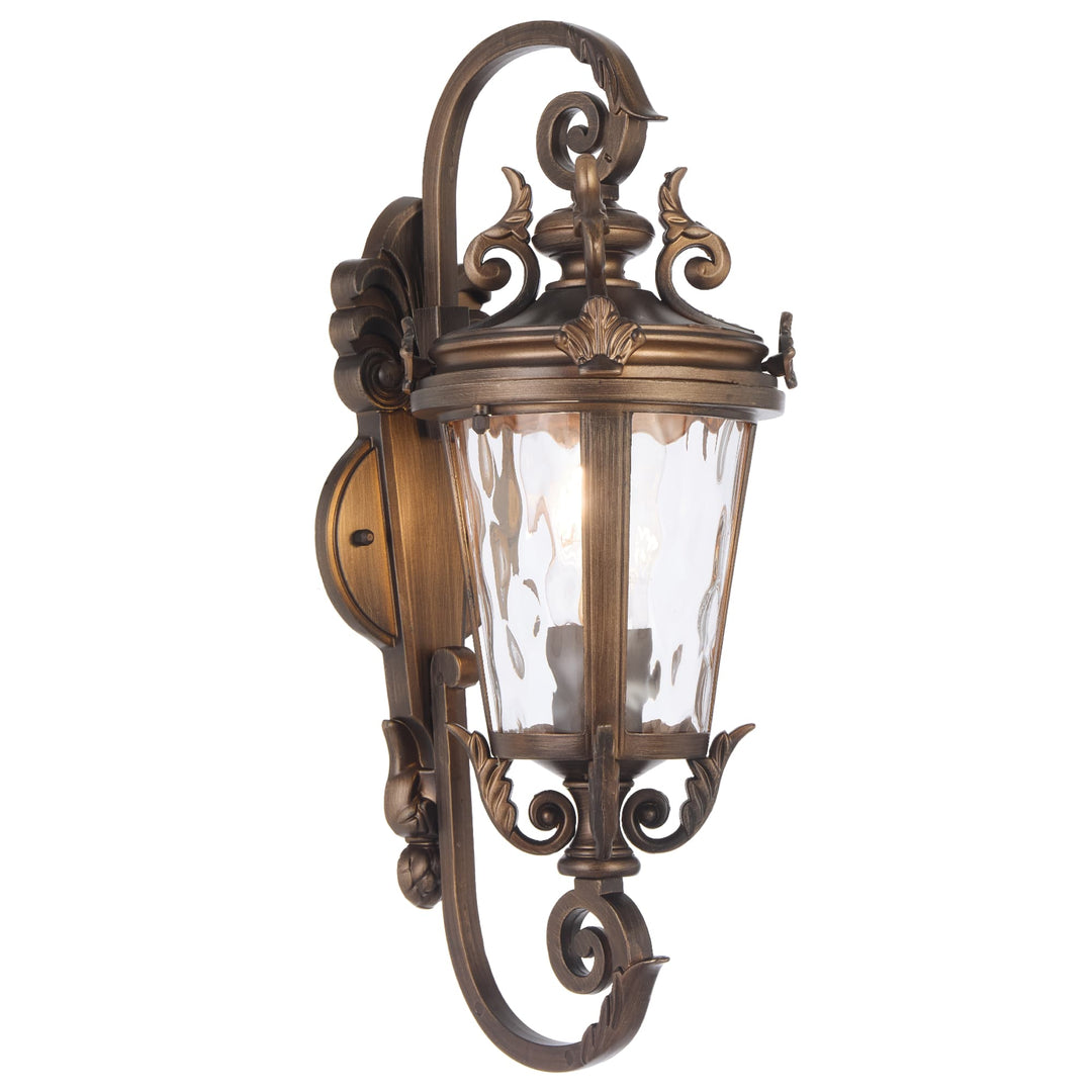 Telbix Pedral Classic Lantern-Style Outdoor Wall Light with Textured Glass | Bronze