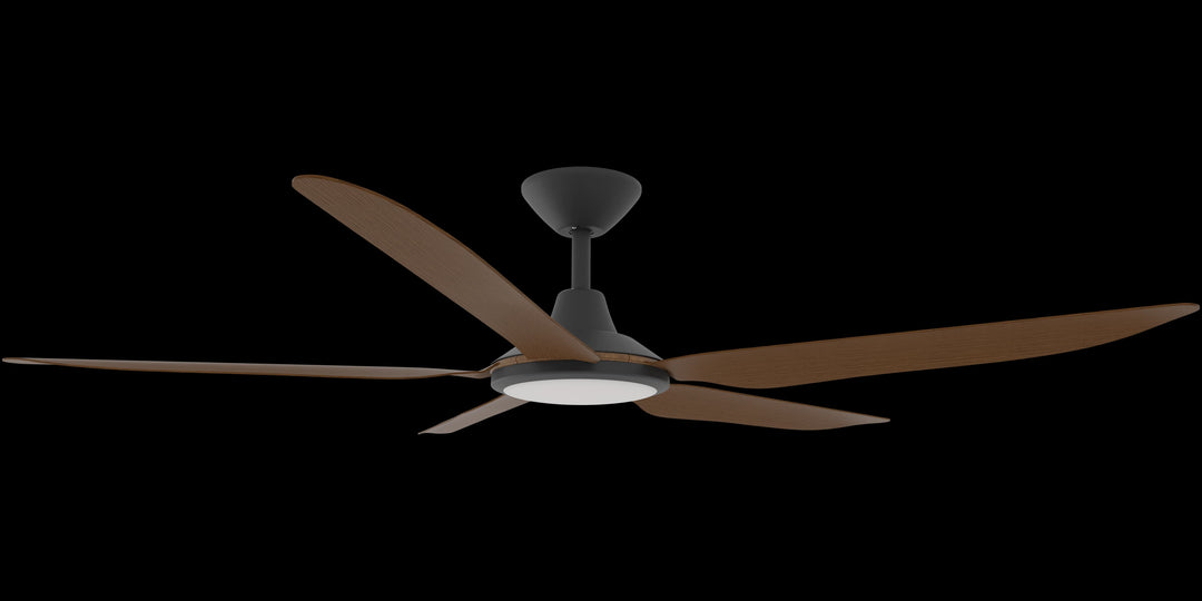 Calibo Storm 56" (1430mm) 5 Blade 18W Tricolour LED Light Indoor/Outdoor DC Ceiling Fan & Remote | Black & Koa