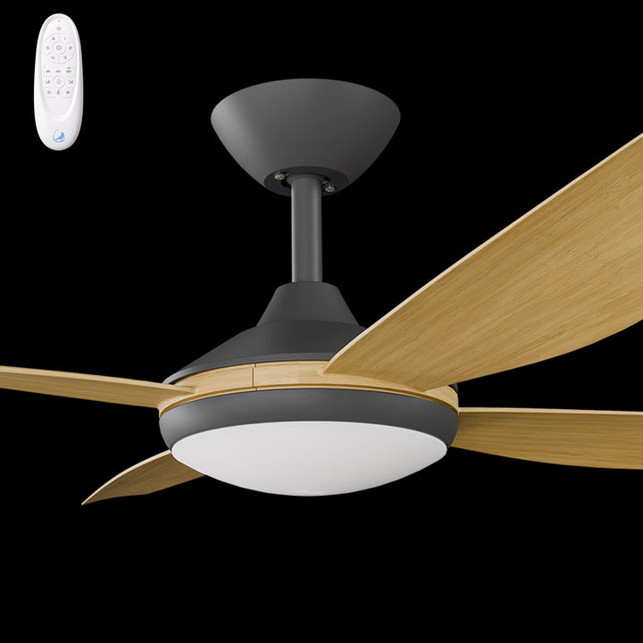 Calibo Vanga 48" DC Smart Ceiling Fan with LED Light and Remote Control | Black and Bamboo