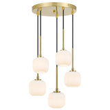 Telbix Bobo 5 Light Glass Pendant | Antique Gold