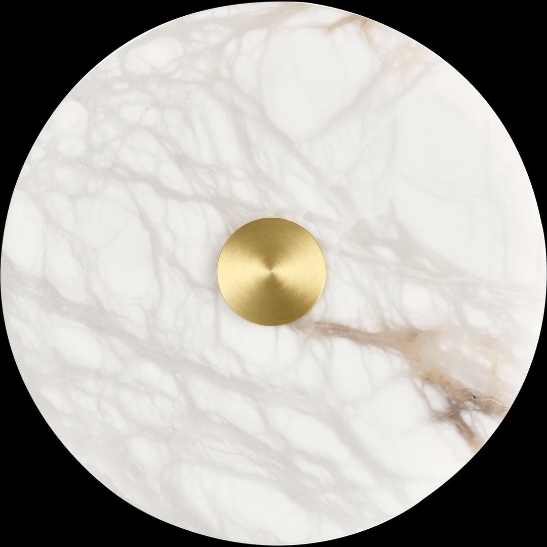 Calibo Bower Modern Alabaster Stone 200mm Round Wall Light | Brass
