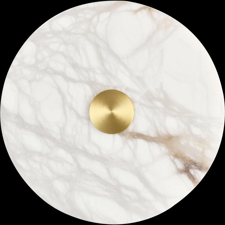 Calibo Bower Modern Alabaster Stone 200mm Round Wall Light | Brass