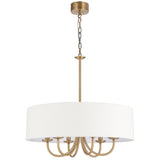 Telbix Shiron Soft Fabric Drum Shade 6 Light Pendant | Brass