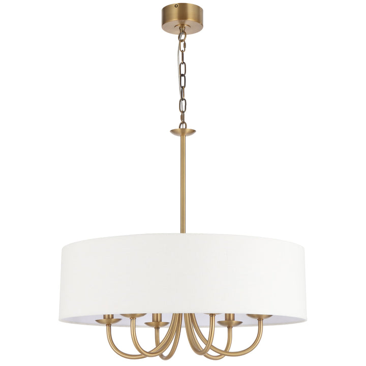 Telbix Shiron Soft Fabric Drum Shade 6 Light Pendant | Brass