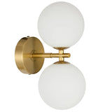 Telbix Antique Gold Felton 2 Light Wall Light | Opal Matt