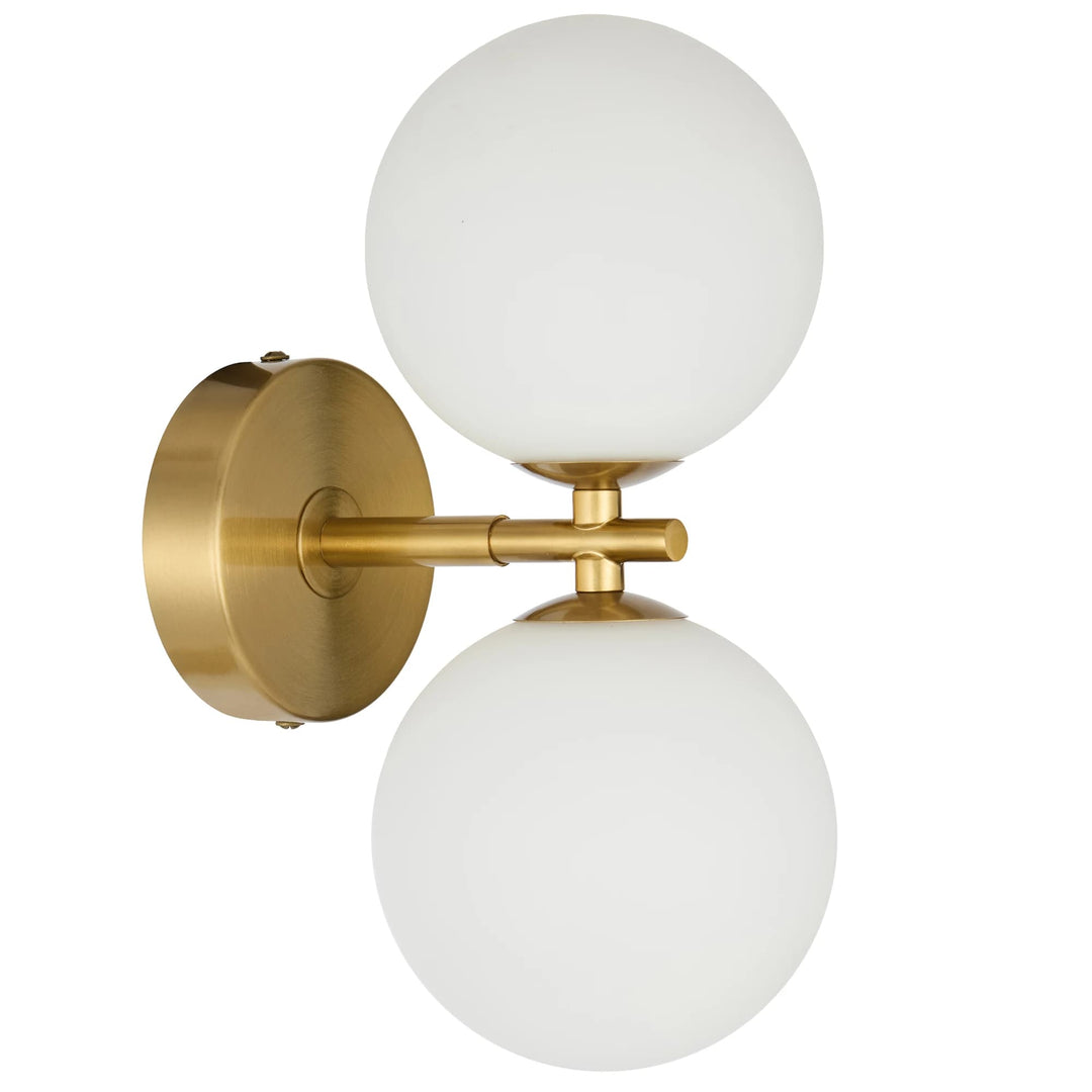 Telbix Antique Gold Felton 2 Light Wall Light | Opal Matt
