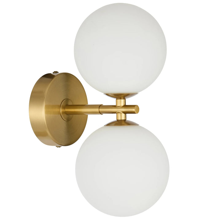 Telbix Antique Gold Felton 2 Light Wall Light | Opal Matt