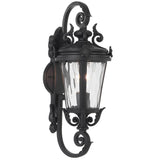 Telbix Pedral Classic Lantern-Style Outdoor Wall Light with Textured Glass | Black