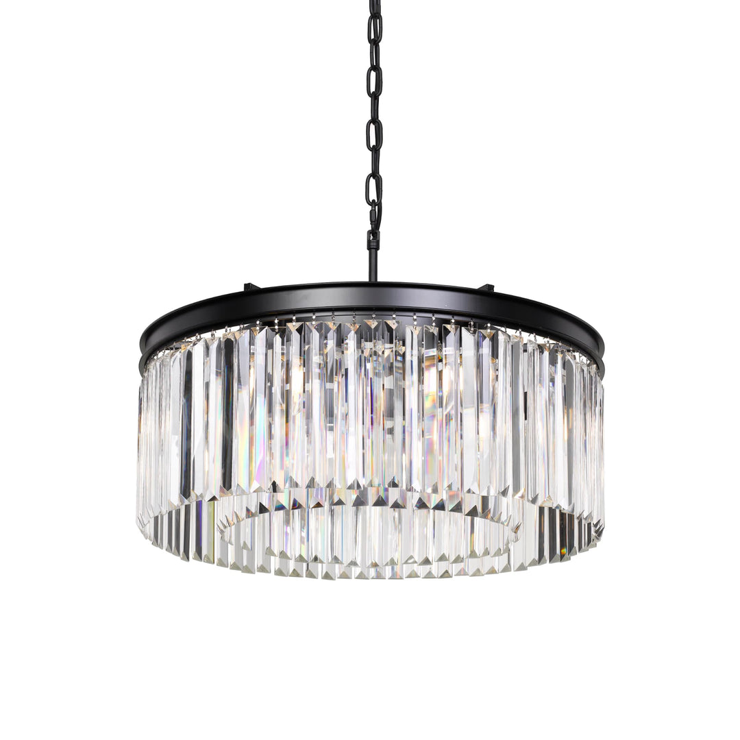 Telbix Serene Round Antique Black & Crystal Chandelier (E14) | 6 Light