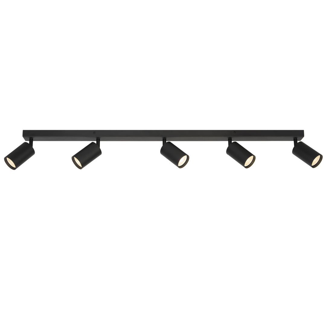 Telbix Picard 5 Light Minimalist Bar Spotlight with Rotatable Heads | Black