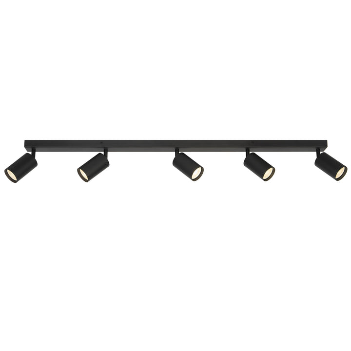 Telbix Picard 5 Light Minimalist Bar Spotlight with Rotatable Heads | Black