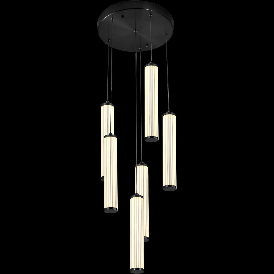 Calibo Charm Modern Fluted 6 Light Cluster Pendant | Black