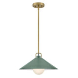Hinkley Milo 1 Light Pendant by Lark | Lacquered Brass & Sage Green