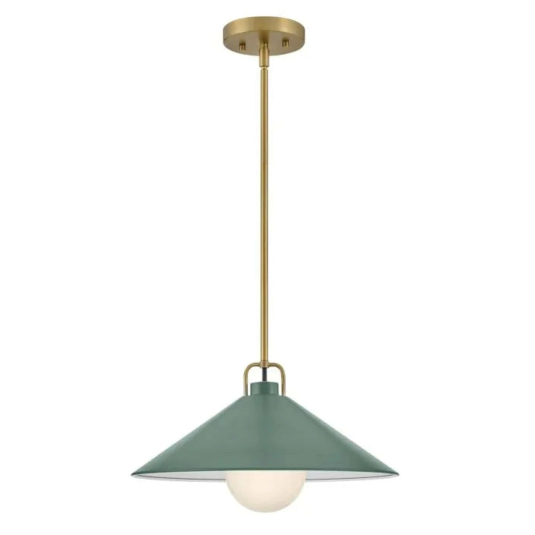 Hinkley Milo 1 Light Pendant by Lark | Lacquered Brass & Sage Green