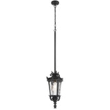 Telbix Pedral Large Outdoor Lantern Pendant with Textured Glass and Multiple Suspension | Black