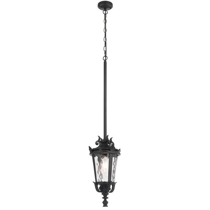 Telbix Pedral Large Outdoor Lantern Pendant with Textured Glass and Multiple Suspension | Black