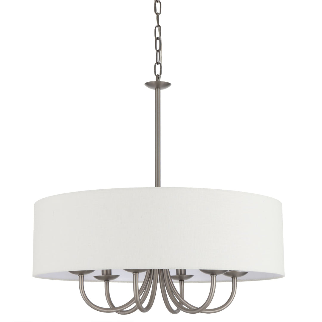 Telbix Shiron Soft Fabric Drum Shade 6 Light Pendant | Nickel