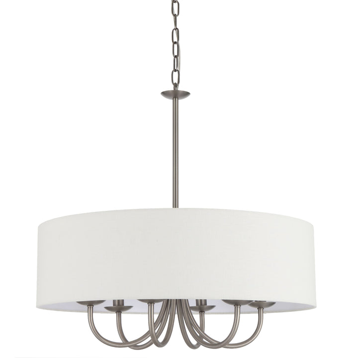 Telbix Shiron Soft Fabric Drum Shade 6 Light Pendant | Nickel