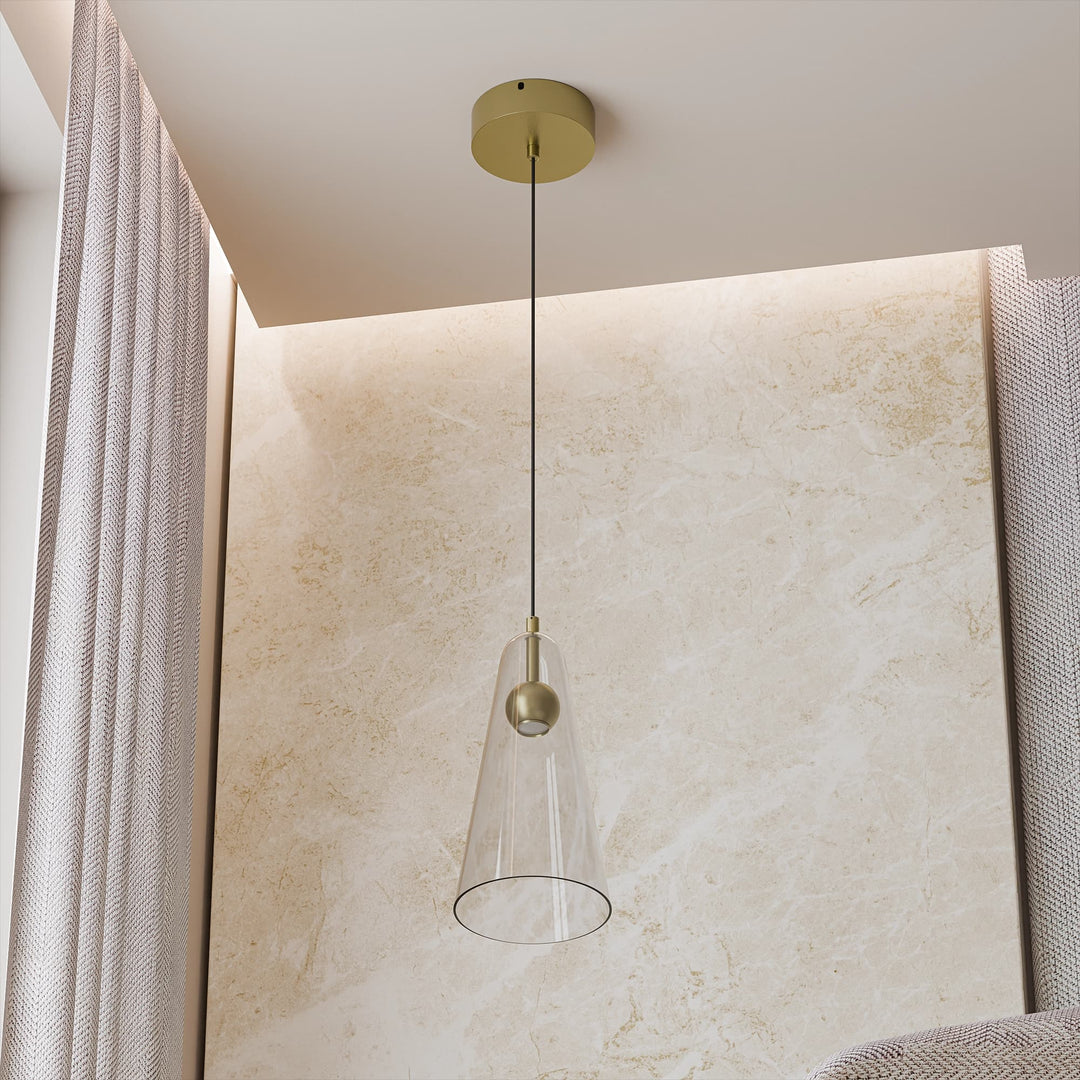 Calibo Skua Artisan Glass Tricolour LED Pendant | Brushed Brass