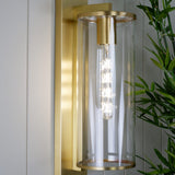 Large Telbix Perova IP44 Industrial Wall Light | Natural Brass