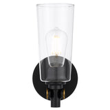 Telbix Delmar 1 Light Wall Lamp | Black & clear glass