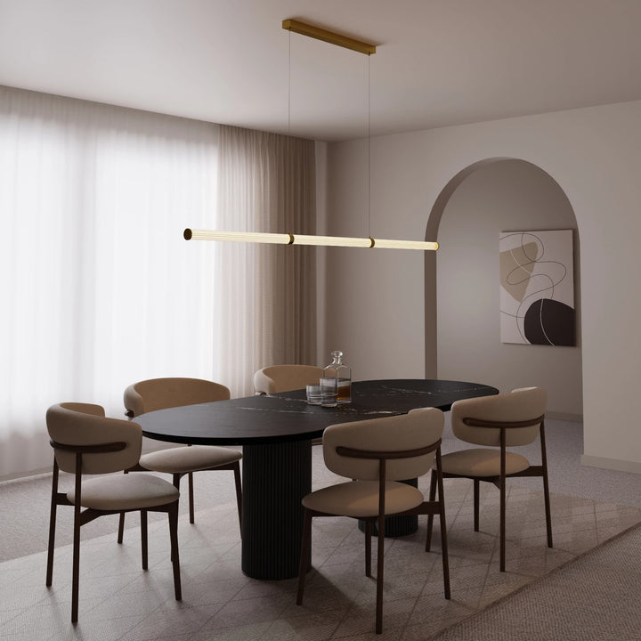 Calibo Charm Modern Fluted 2000mm Linear Pendant Light | Brass