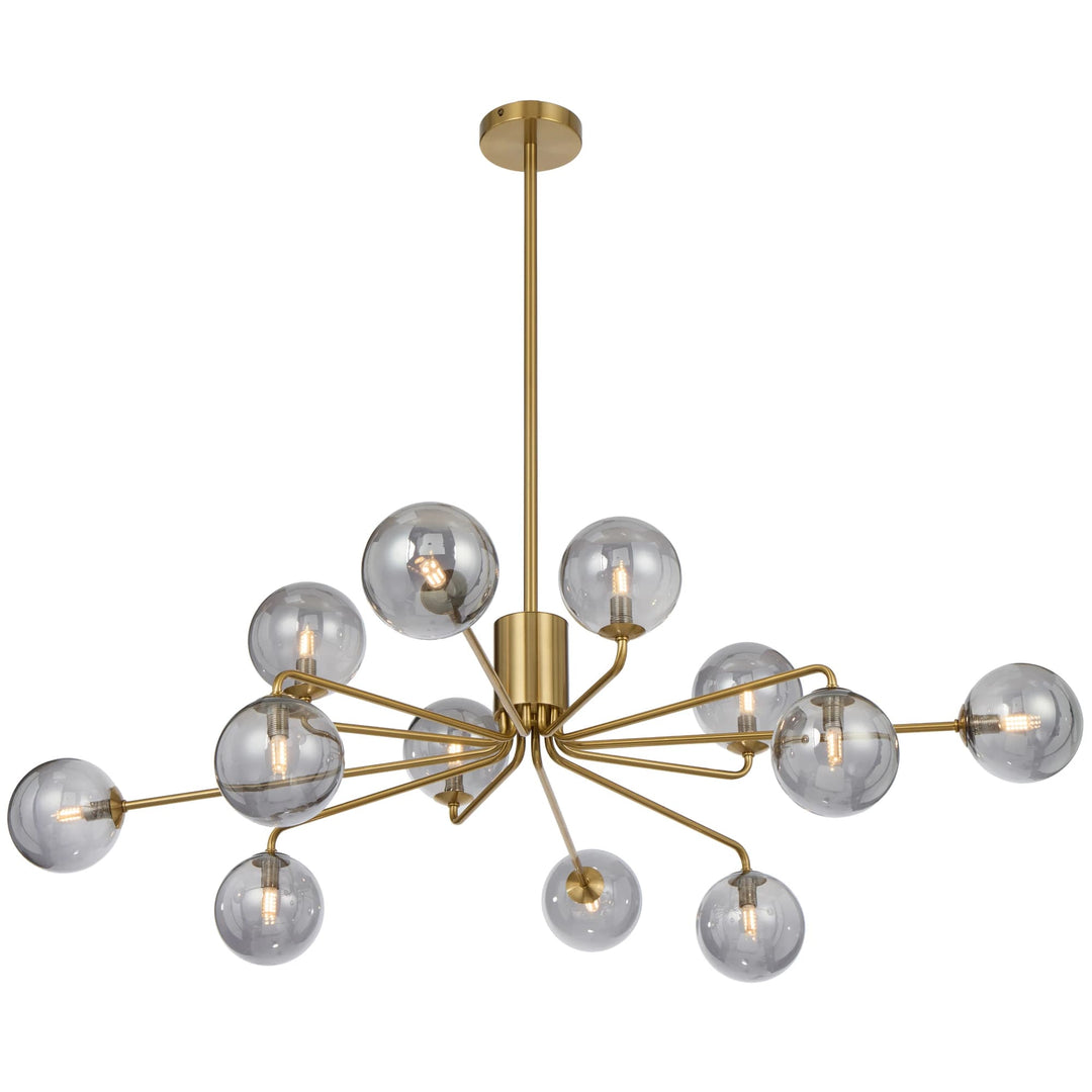 Telbix Felton 12 Light Pendant | Antique Gold and Smoke