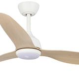 Fanco Eco Style 60" DC Indoor/Outdoor Ceiling Fan with 24W CCT LED Light and Remote | White & Beechwood