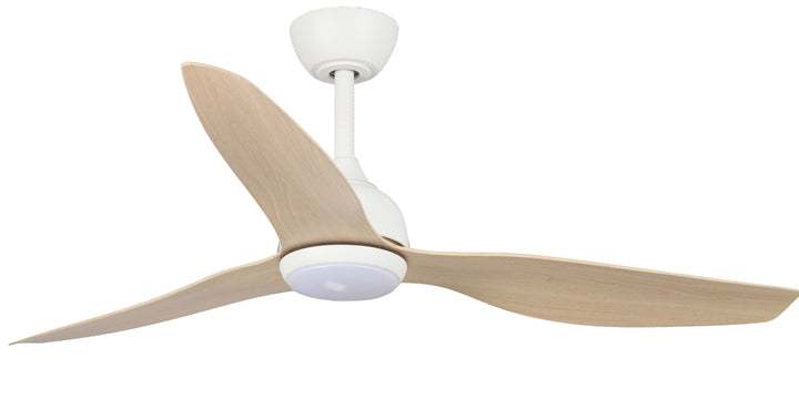 Fanco Eco Style 60" DC Indoor/Outdoor Ceiling Fan with 24W CCT LED Light and Remote | White & Beechwood