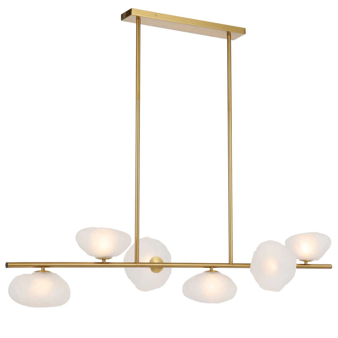 Telbix Zecca 6 Light Bar Pendant | Antique Gold and Frost