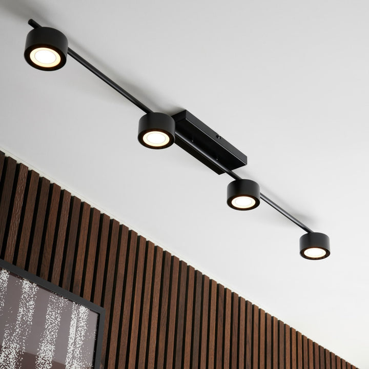 Nordlux Clyde 4 Light LED Flush Mount Ceiling Rail Spotlight | Black