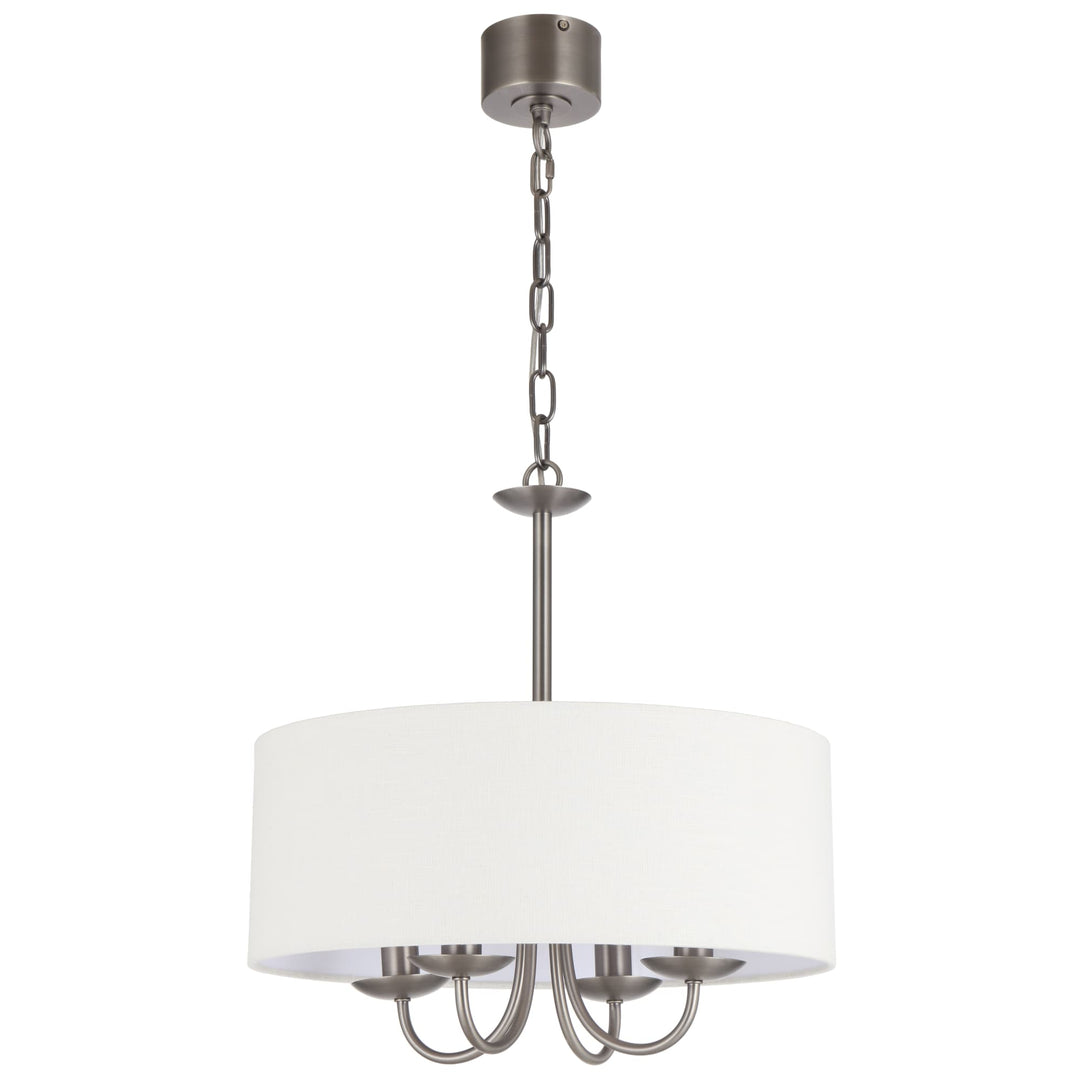 Telbix Shiron Soft Fabric Drum Shade 4 Light Pendant | Nickel