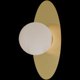 Calibo Crest Alabaster Glass 120mm Orb Wall Light Oval Plate 300mm | Brass