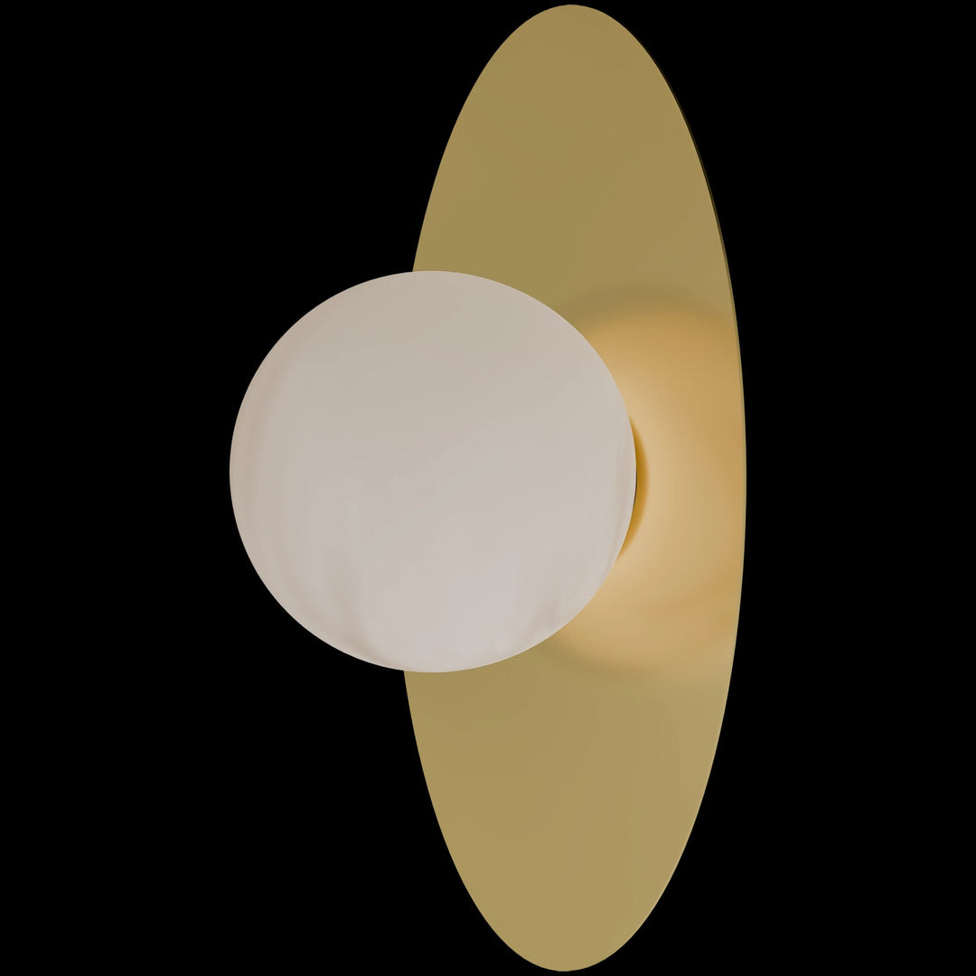 Calibo Crest Alabaster Glass 120mm Orb Wall Light Oval Plate 300mm | Brass