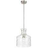 Telbix Perron Modern Glass Pendant with Dimpled Decanter-Inspired Shade | Nickel