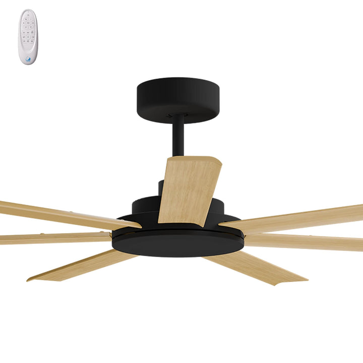 Calibo Alula 60" (1524mm) 7 Blade Indoor/Outdoor DC Ceiling Fan & Remote | Black & Bamboo