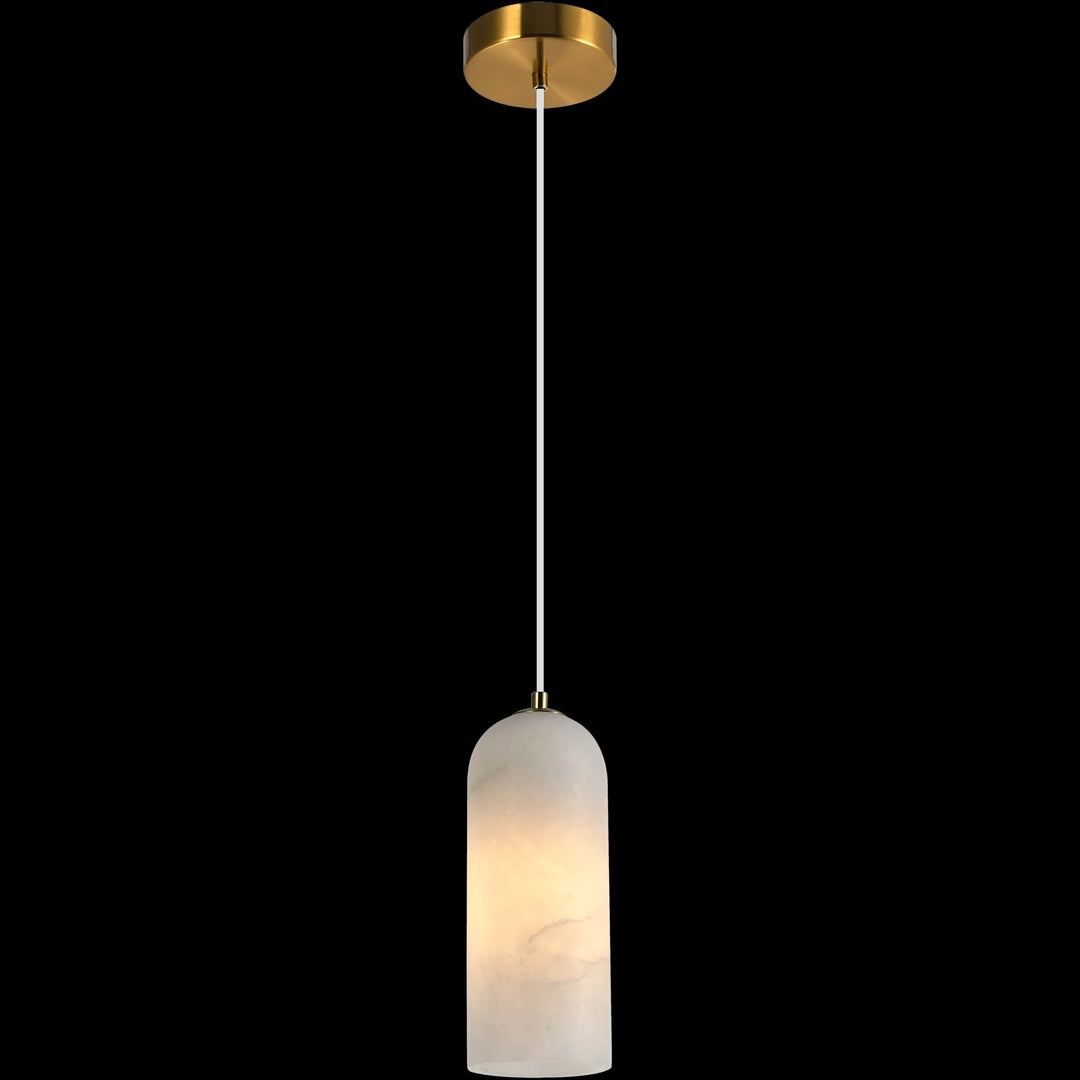 Calibo Bower Modern Alabaster Stone 1 Light Pendant Light | Brass