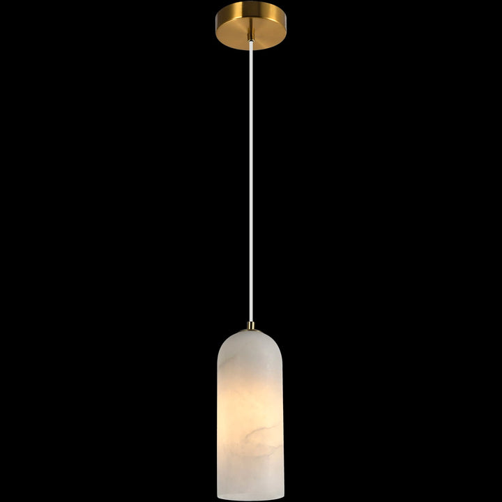Calibo Bower Modern Alabaster Stone 1 Light Pendant Light | Brass