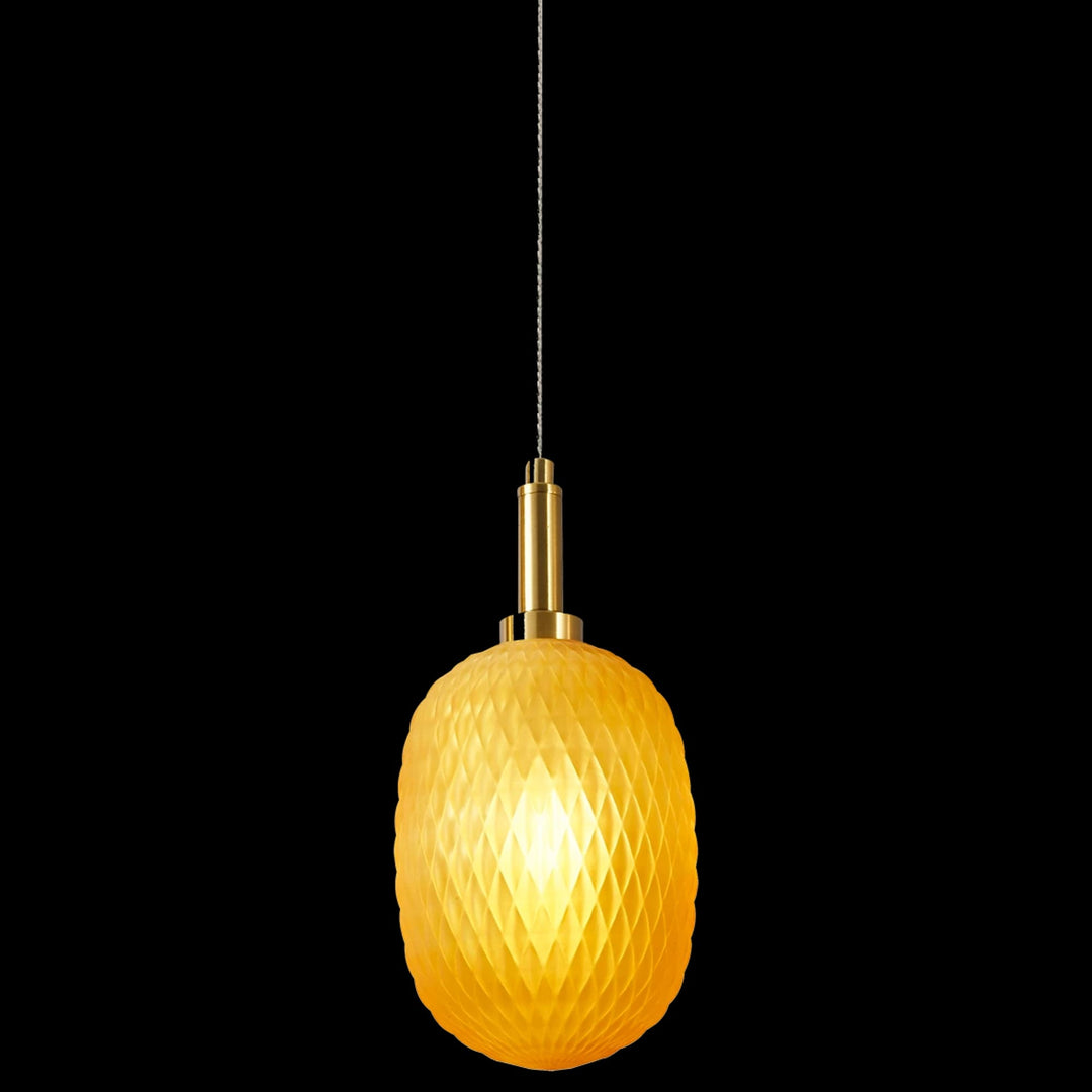 Calibo Lark Diamond Pattern 124mm Glass Pendant | Amber