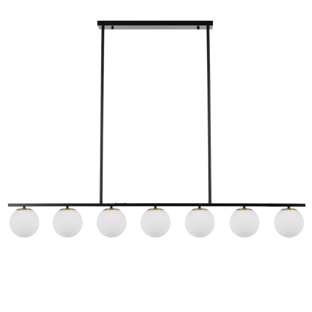 Telbix Marsten Black Glass Pendant (E27) | 7 Light Bar