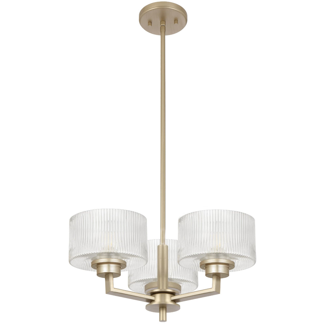 Telbix Moreno II 3 Light Modern Drum Pendant with Ribbed Glass Shade | Antique Silver