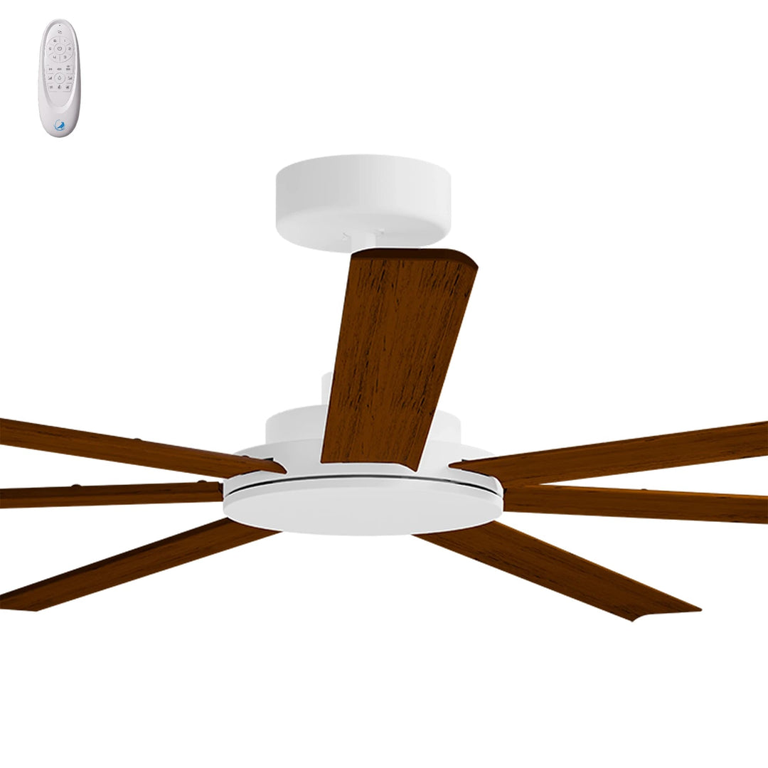 Calibo Alula 80" (2032mm) 7 Blade Indoor/Outdoor DC Ceiling Fan & Remote | White & Koa